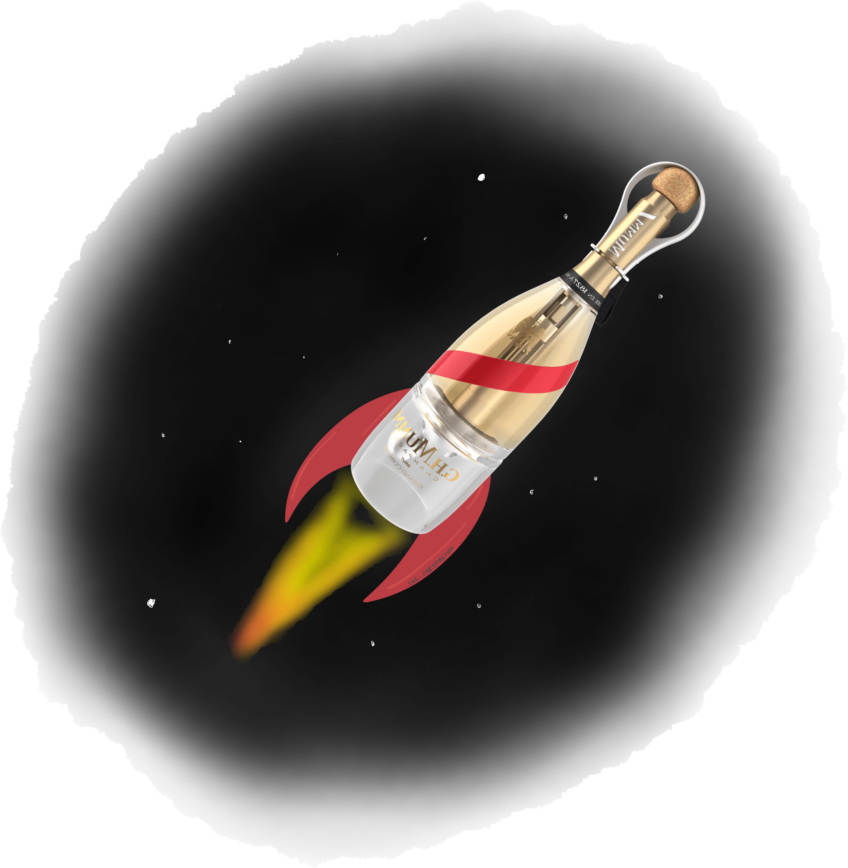 Space Champagne Vinespiration - Rocket (4448x3336), Png Download