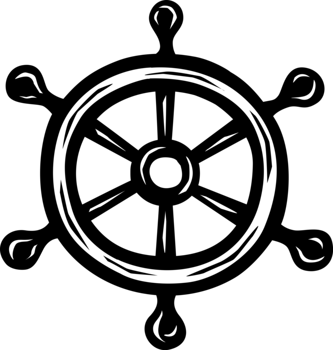 Vector Illustration Of Ship's Helm Wheel Or Boat's - Tire Icon Png (666x700), Png Download
