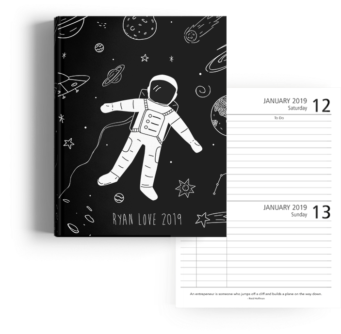 Picture Of Spaceman A5 Hard Cover School Diary - Ski Jumping (945x945), Png Download