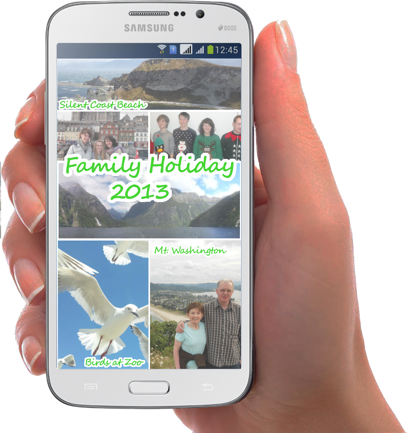 Samsung Phone Displaying An In A Nutshell Storyboard - Holding Samsung Phone Png (1320x1396), Png Download