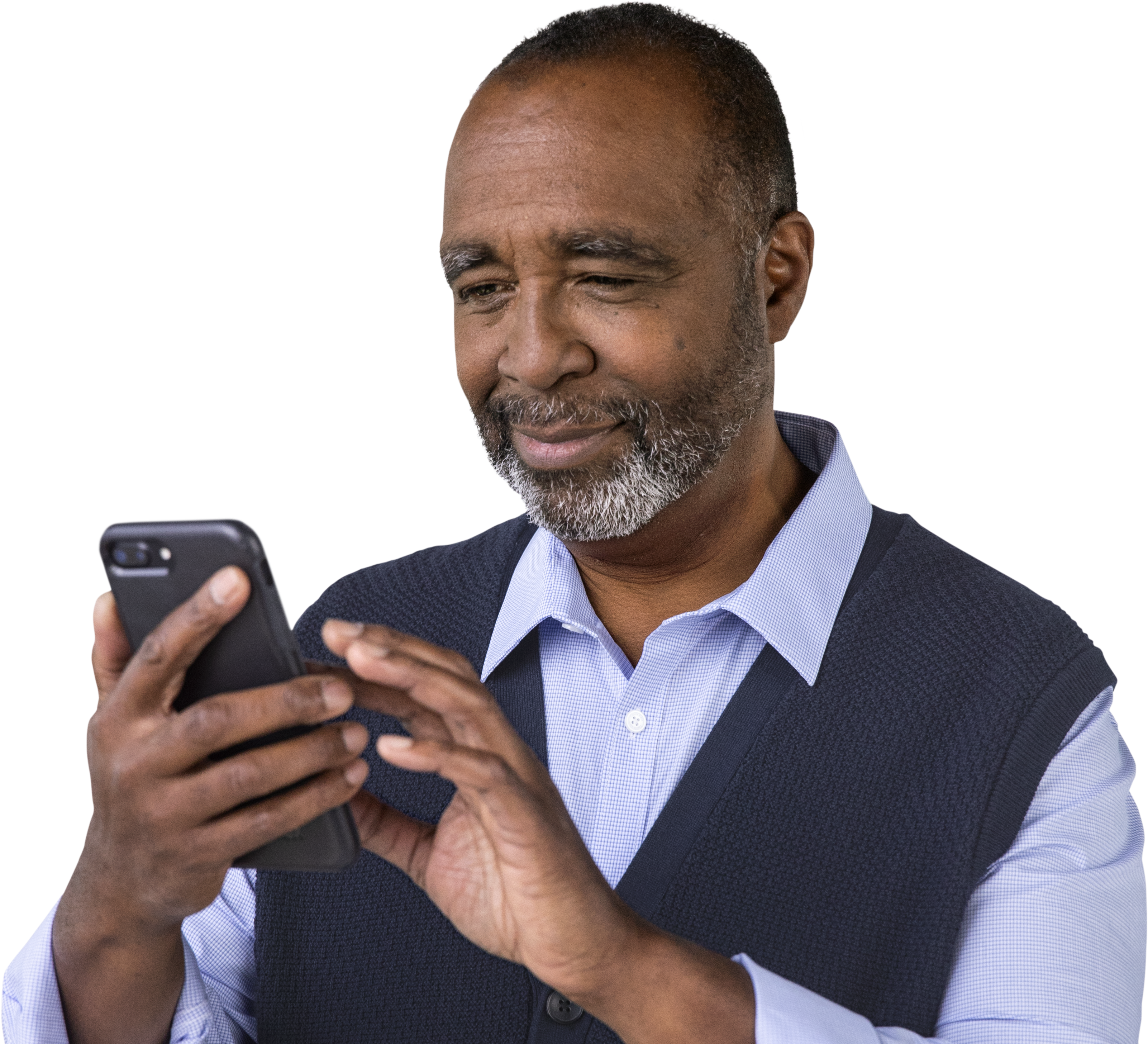 Iclusig 1 Point Happy Man Holding Phone - Gentleman (3648x3088), Png Download