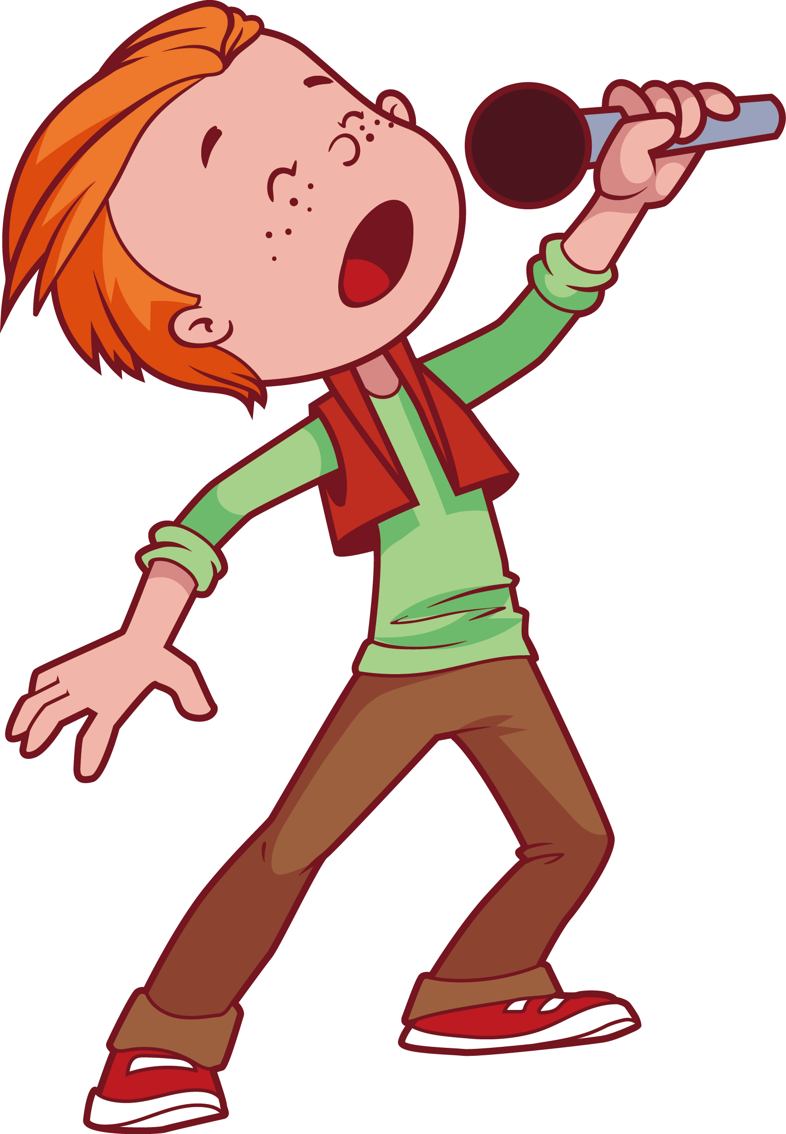 Microphone Singing Cartoon Child - Singing Cartoon Png (1578x2276), Png Download