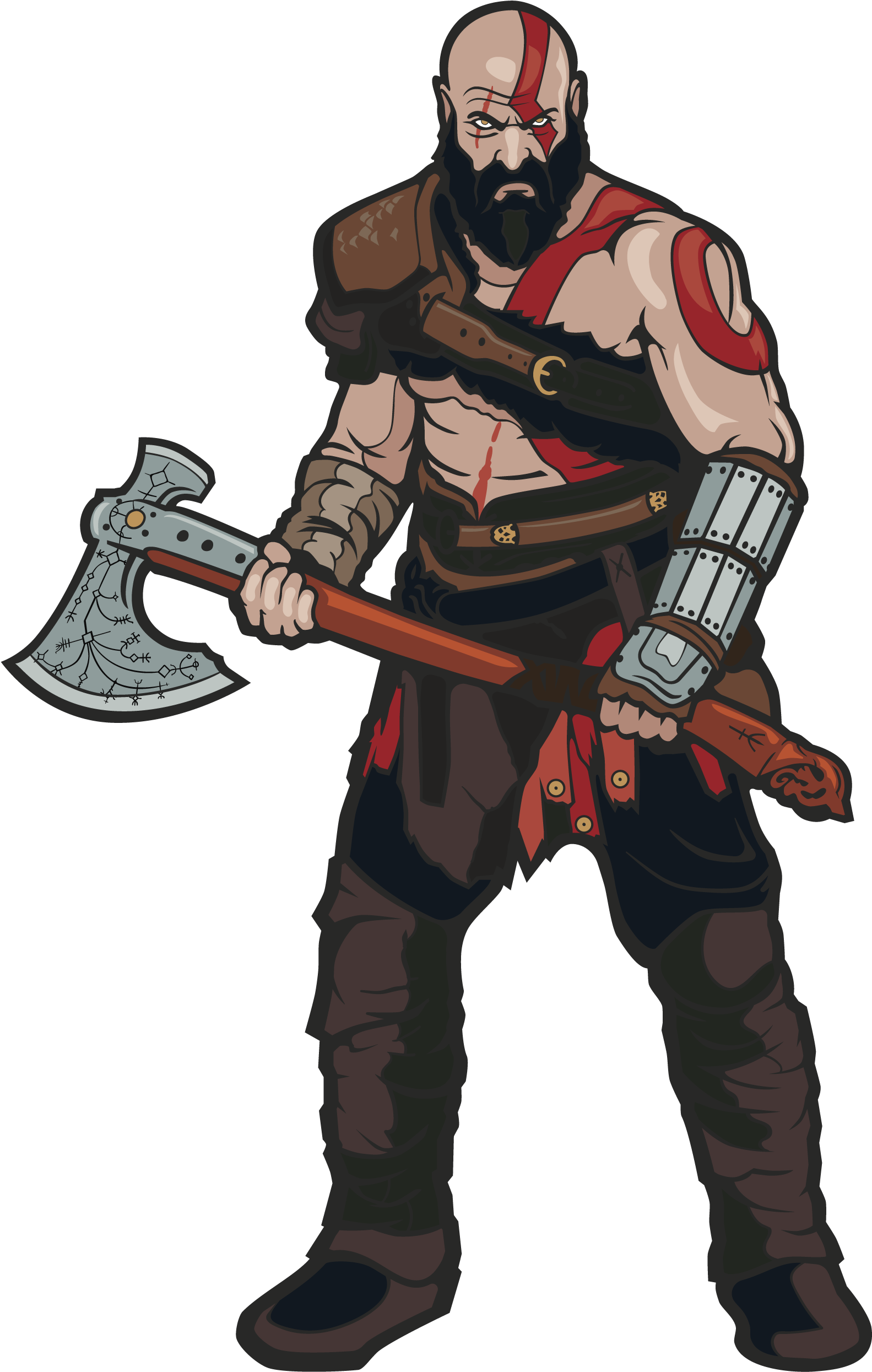 Kratos - Kratos God Of War 4 Model (2000x3500), Png Download
