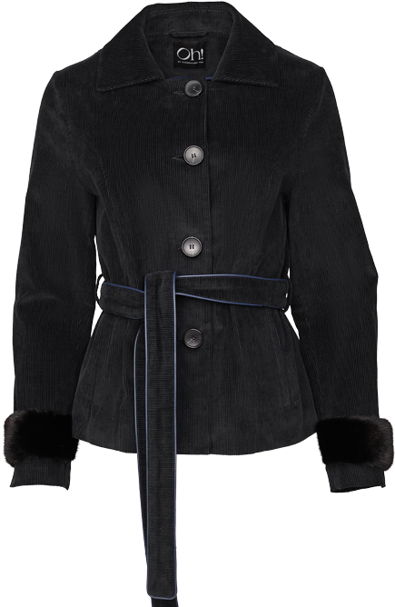 Etheline Baby Cord Jacket Black - Overcoat (800x800), Png Download