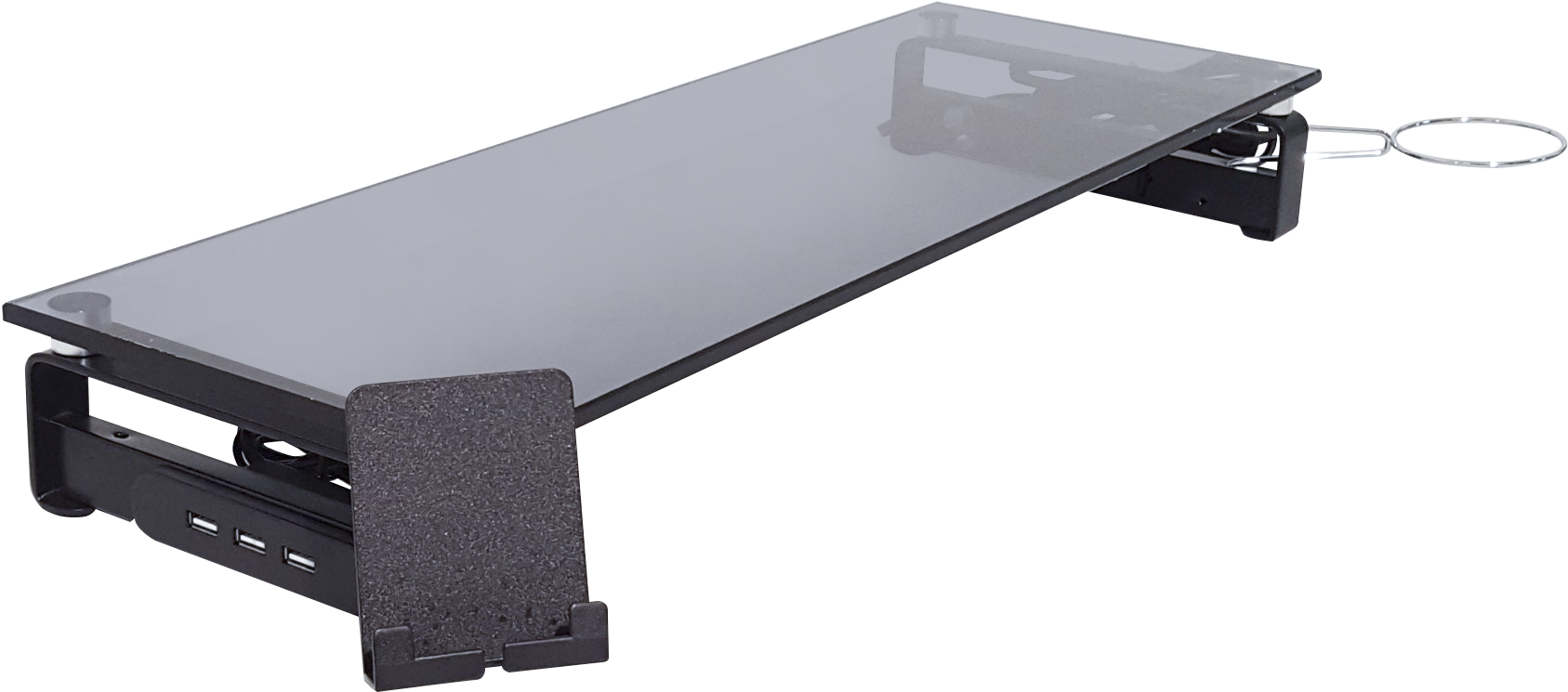 Taiwan Black Tempered Glass Mirror Screen Monitor Stand - Coffee Table (1733x797), Png Download
