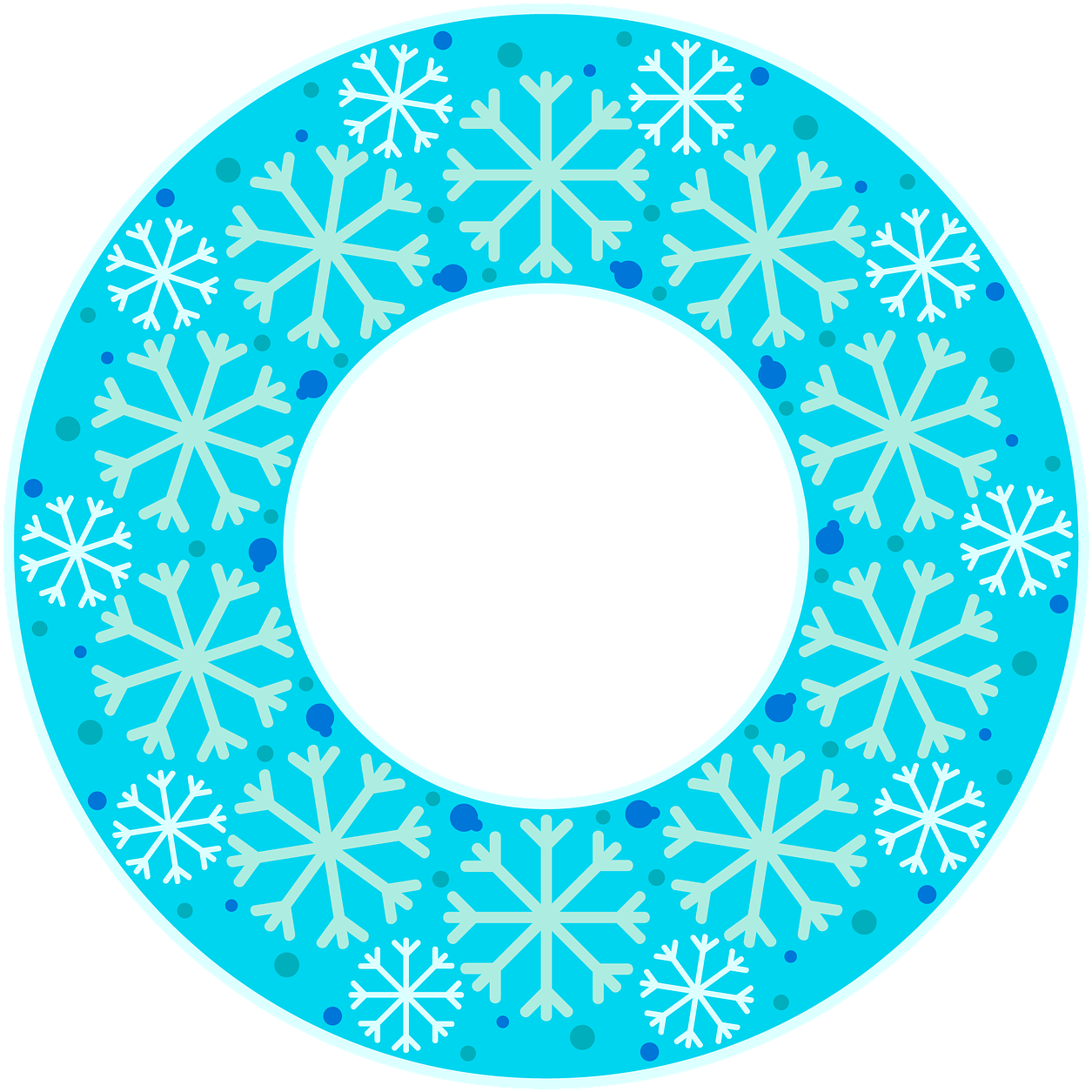Snowflake Frame Frame Border - Circle (1280x1280), Png Download