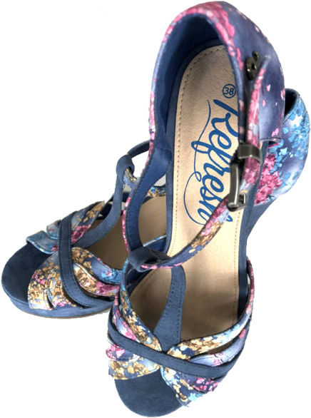 Sandálias De Pele Sintética Azuis/florais - Sandal (600x600), Png Download