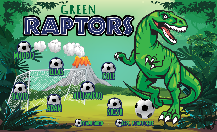 3'x5′ Vinyl Banner Green Raptors - Banners Soccer Raptors (900x900), Png Download