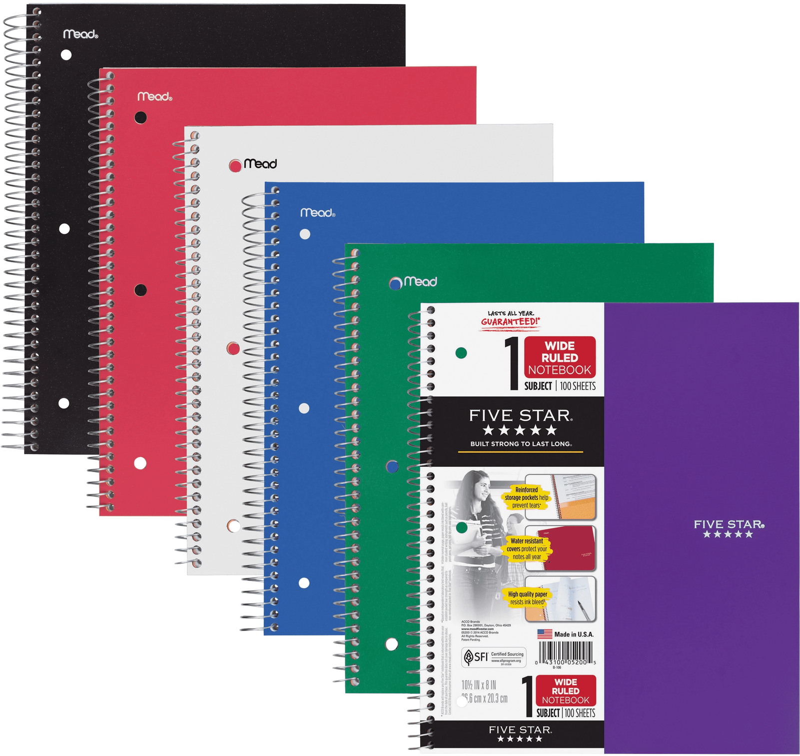 Details About Five Star 1-subject Notebook 100 Pages - Notebook (1600x1600), Png Download