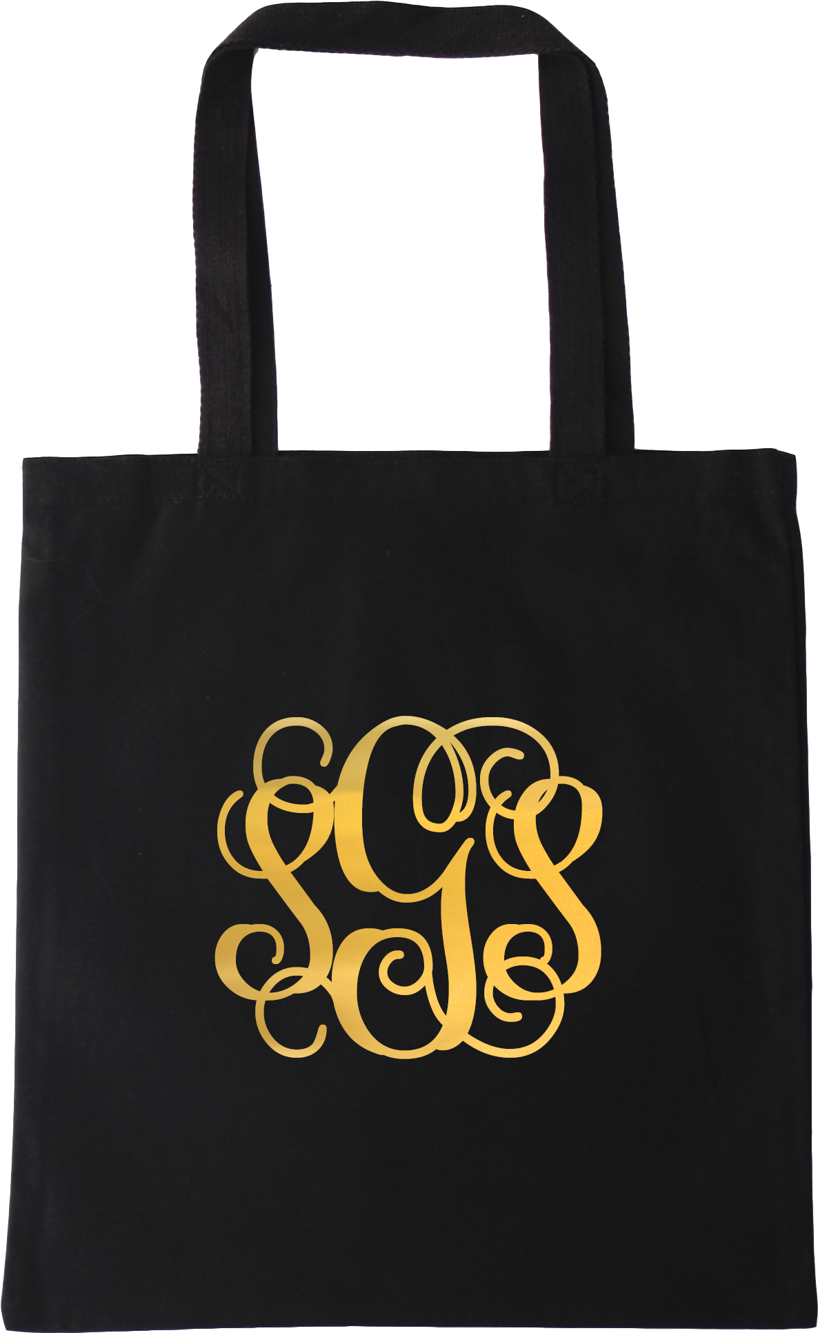 Gold Foil Monogram Canvas Tote - Shopping Bags Black And Gold (2048x2048), Png Download