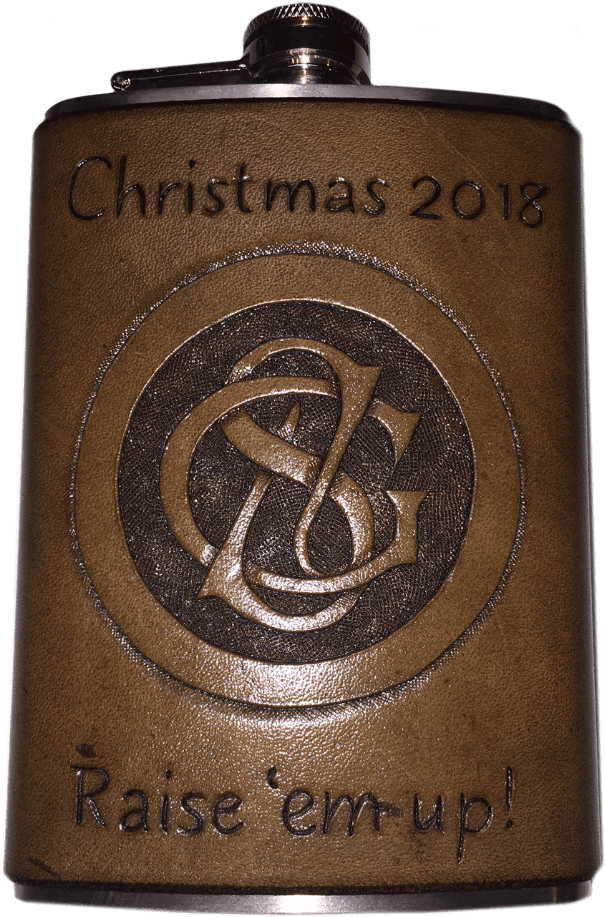 Christmas 2018 Flask With Genuine Hand Tooled Leather - Water Bottle (1000x1000), Png Download