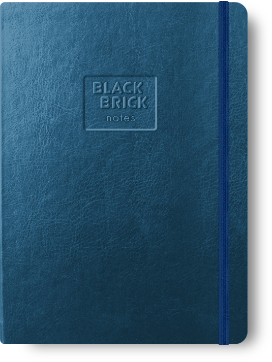 Notebook B5 Dotted Black Brick Metallic Blue - Book Cover (535x713), Png Download
