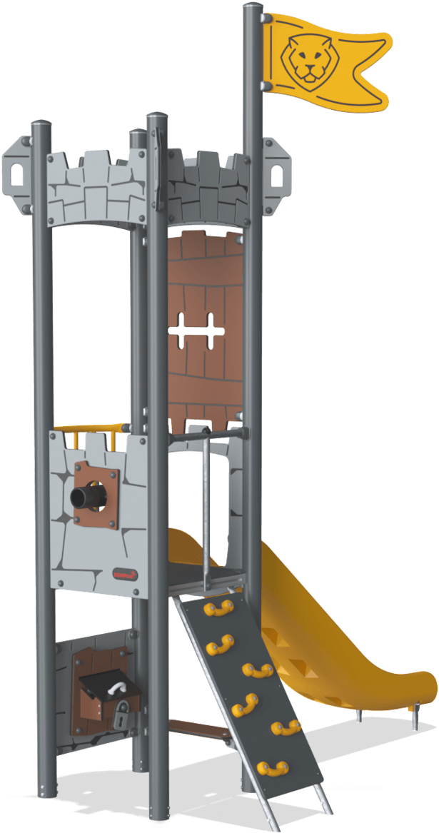Castle Spire Tower With Roof & Plastic Slide - Playground Slide (640x1192), Png Download