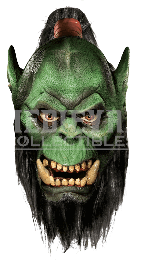 Orc Deluxe Latex Mask With Beard From World Of Warcraft - World Of Warcraft Orc Mask (850x850), Png Download