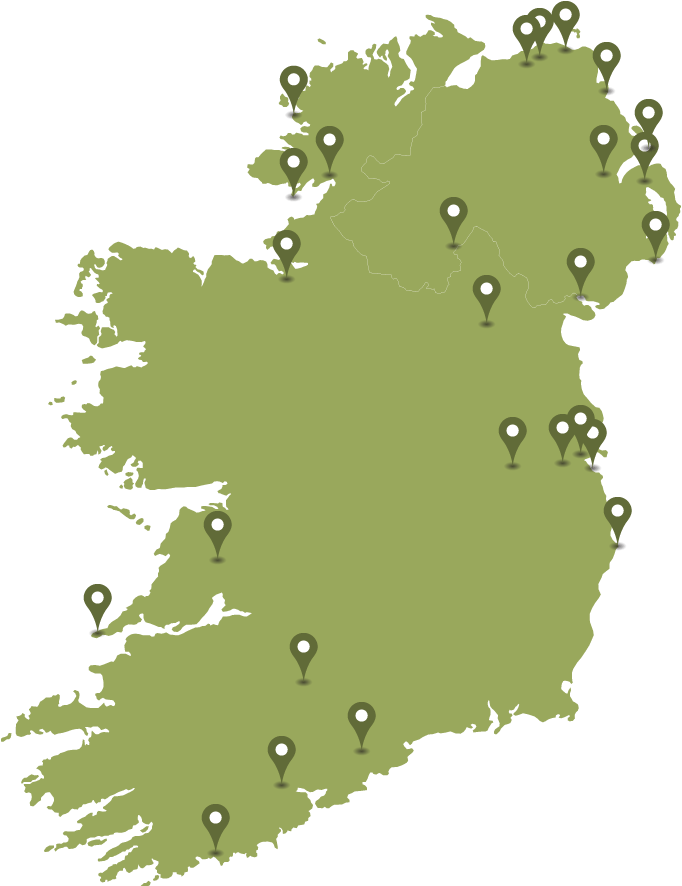 Castles & Towers - Map Of Ireland Vector (694x893), Png Download
