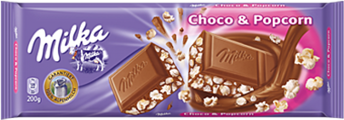 Milka Choco And Popcorn Chocolate Bar - Milka Almond Caramel (700x700), Png Download