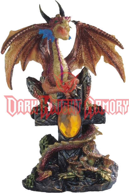 Yellow Dragon On Cross Statue - Figurine (638x638), Png Download