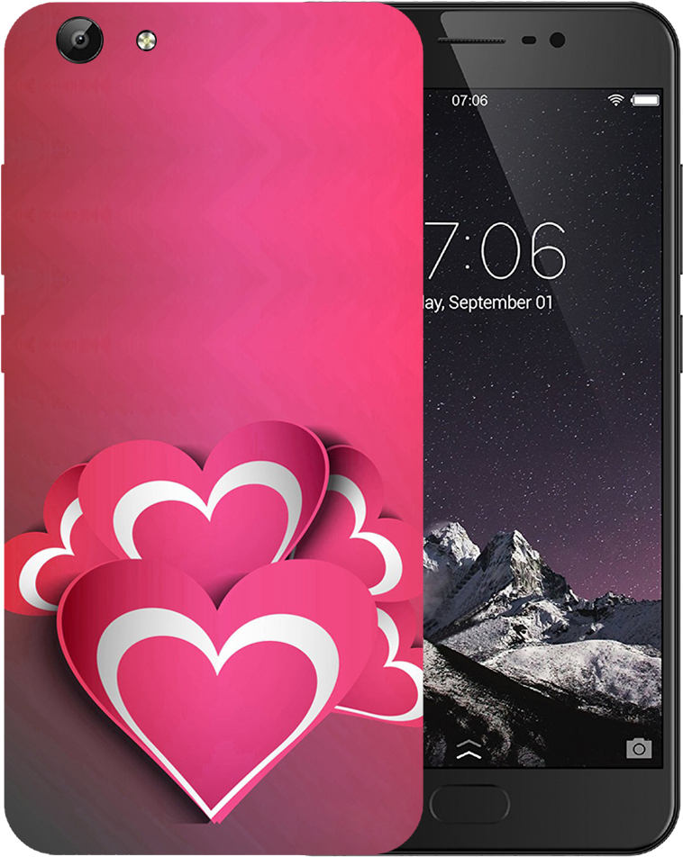 Pink White Hearts Printed Case Cover For Vivo Y69 By - Vivo Y69 (1000x1000), Png Download