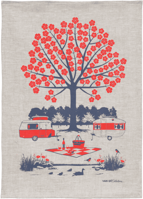 Caravan Linen Tea Towels - Poster (640x704), Png Download