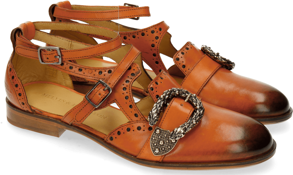Sandals Sally 69 Orange Buckle Snake - Sandaly Skórzane (1024x1024), Png Download