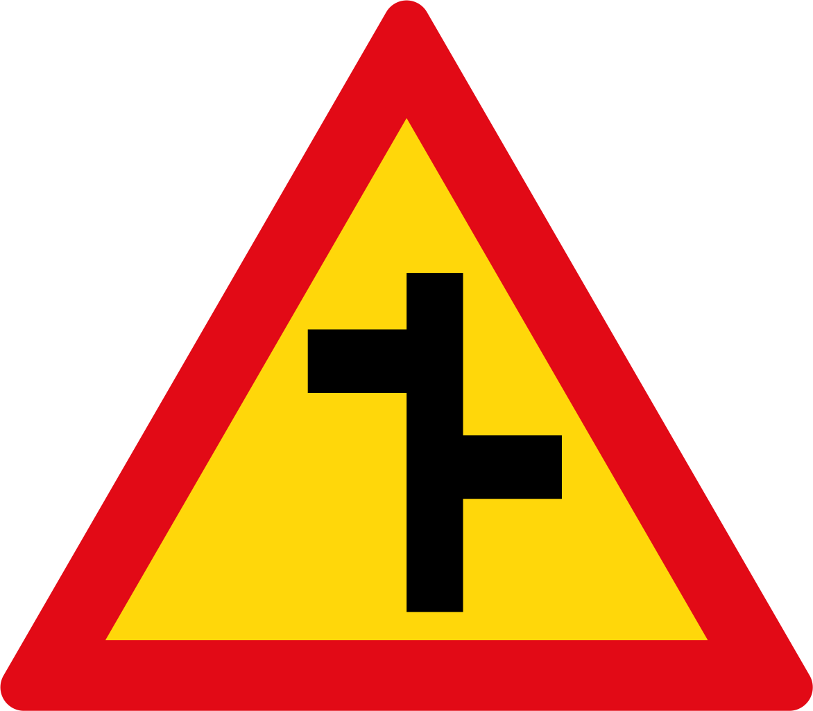 Sadc Road Sign Tw109 - Biển Báo Nguy Hiểm Giao Nhau Với Đường Ưu Tiên (1172x1024), Png Download