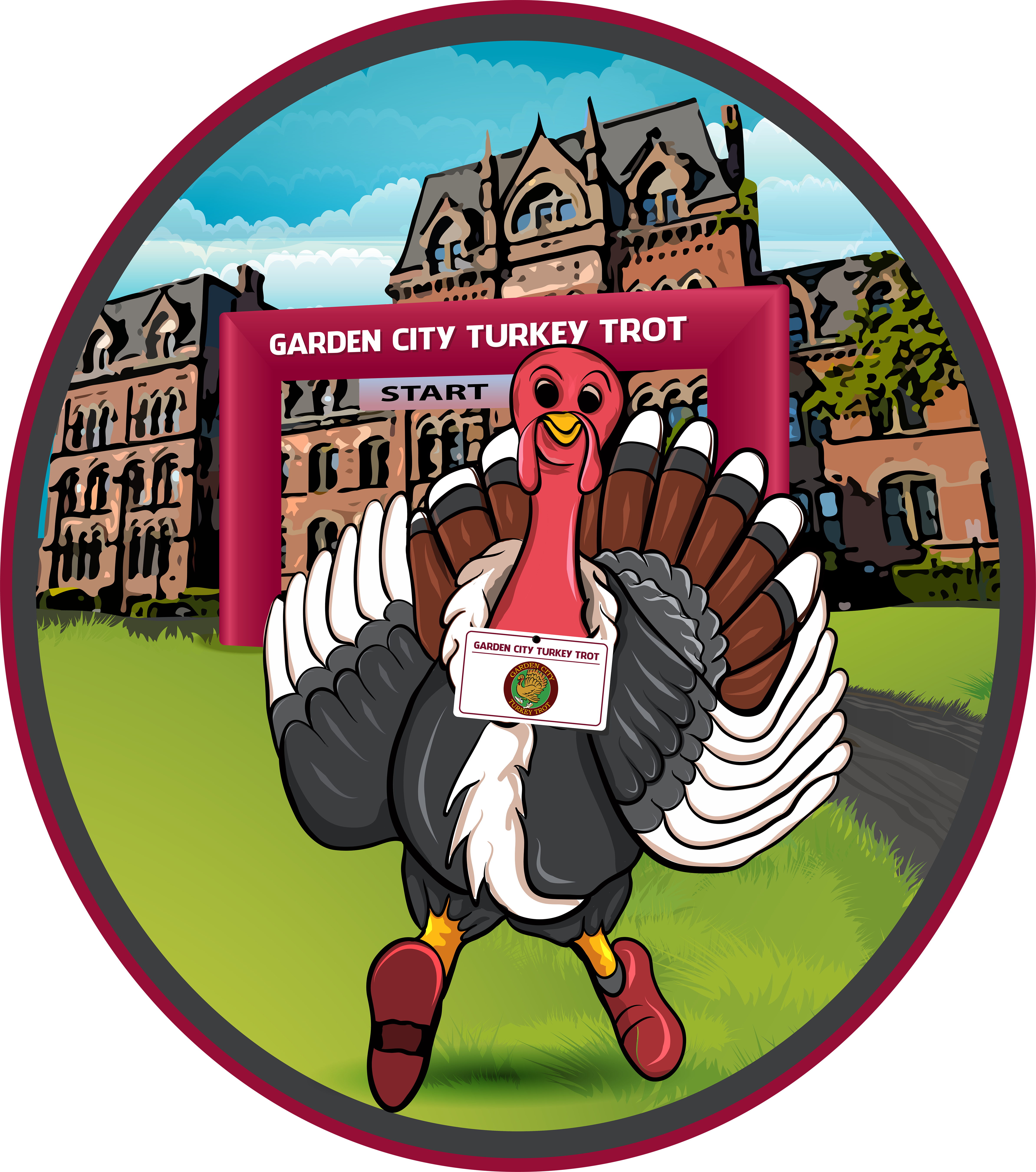 Garden City Turkey Trot Logo - Cartoon (4773x5400), Png Download
