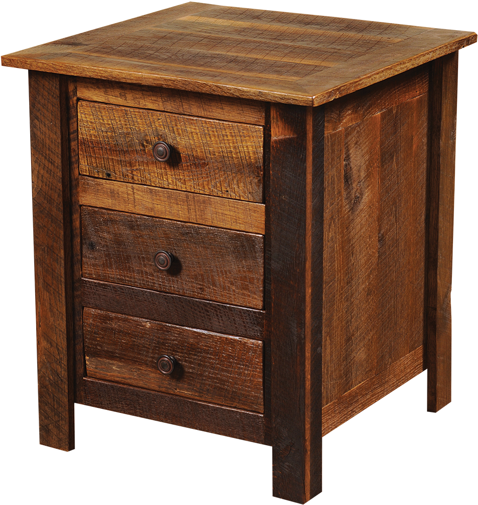 Barnwood Three Drawer Nightstand - Nightstand (1000x1000), Png Download