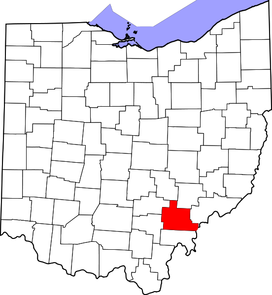 Map Of Ohio Highlighting Athens County - Jackson County Ohio (552x600), Png Download