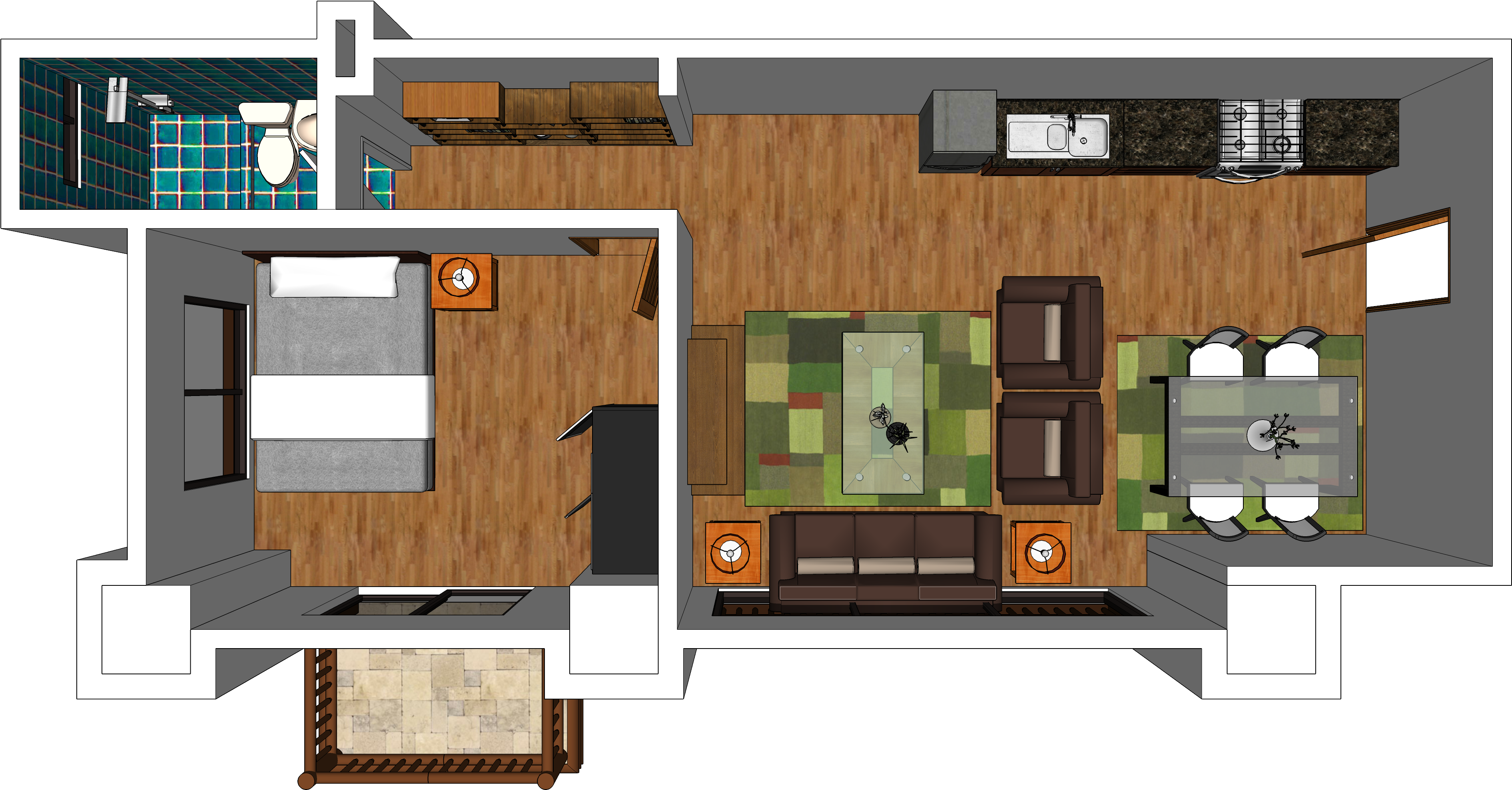 One Bedroom Unit With Balcony - Floor Plan (5000x2889), Png Download