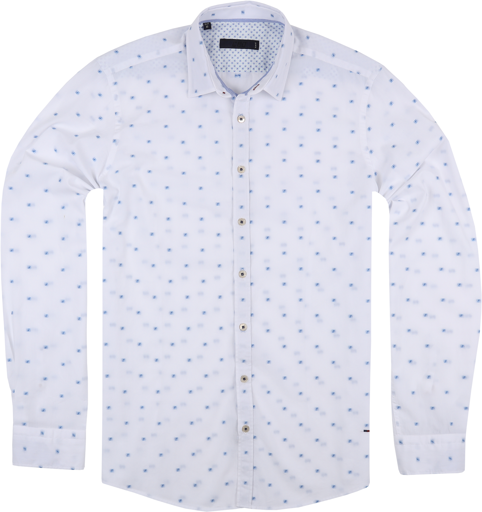 Ceo Slim Fit Smart Casual Shirt In White Dot - Polka Dot (2000x2000), Png Download