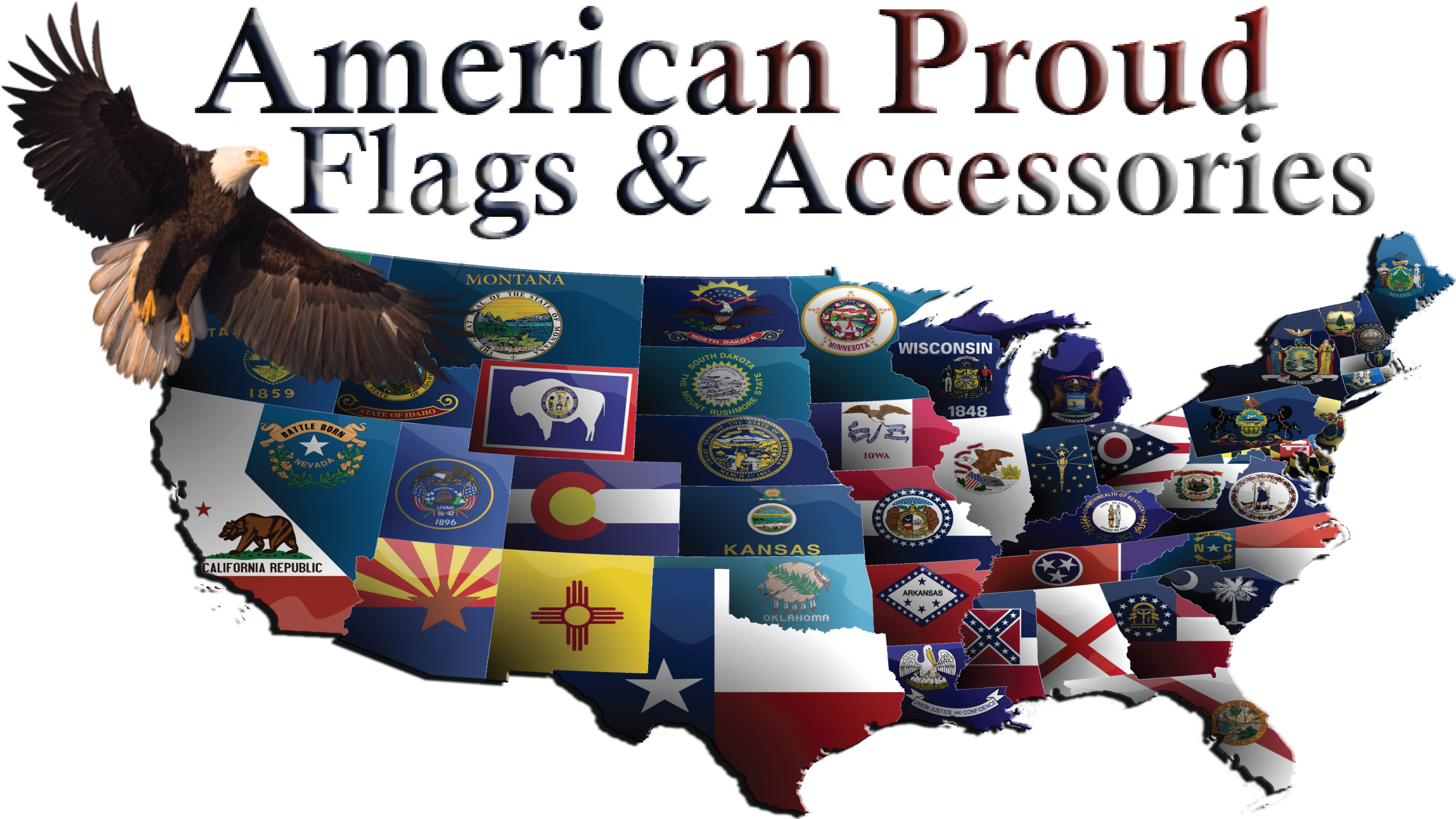 American States Map Flag (3529x2217), Png Download