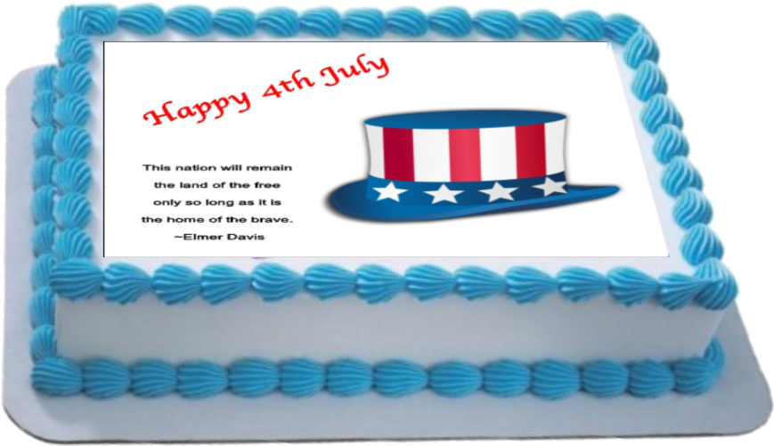Happy 4th July Hat Fondant Icing Cake Topper - Yo Gabba Gabba Sheet Cake (1000x699), Png Download