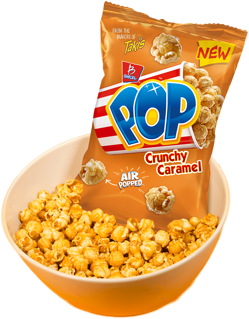 Crunchy Caramel Flavored Popcorn - Barcel Pop (1027x1316), Png Download