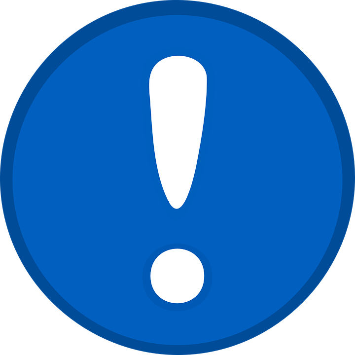 Attention - Blue Exclamation Mark Sign (720x720), Png Download