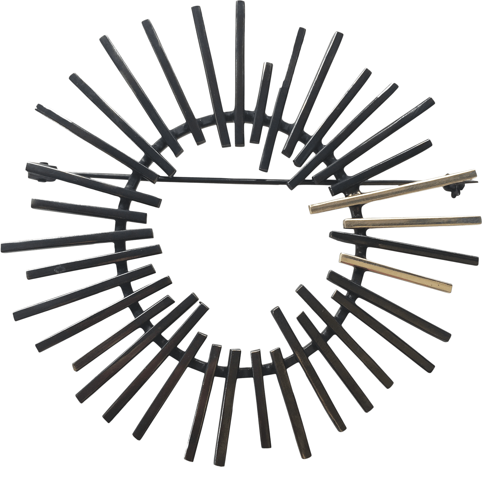 Stråle Oxidised Silver Brooch With Gold Rays Is A Unique - Miroir Rond Noir (1920x1919), Png Download