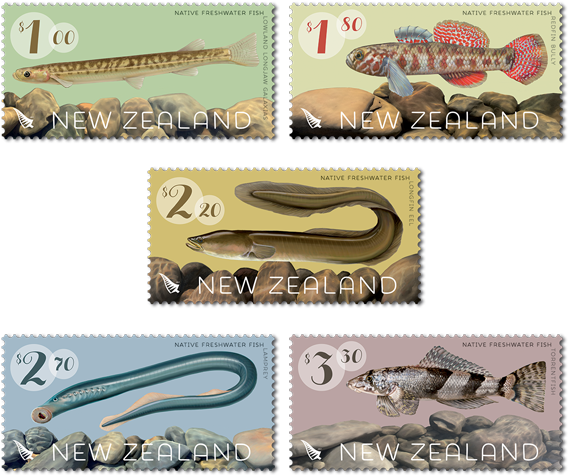Nz Native Freshwater Fish Stamps Set 82424 - Postage Stamp (600x600), Png Download