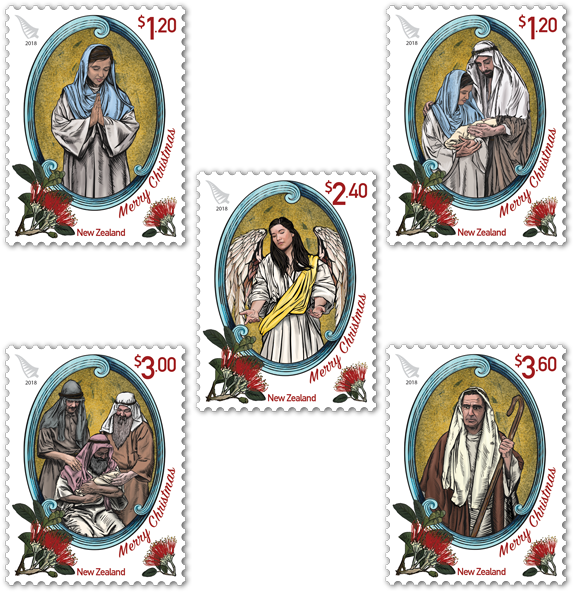 Christmas 2018 Set Of Stamps - Stamps New Zealand Christmas (600x600), Png Download
