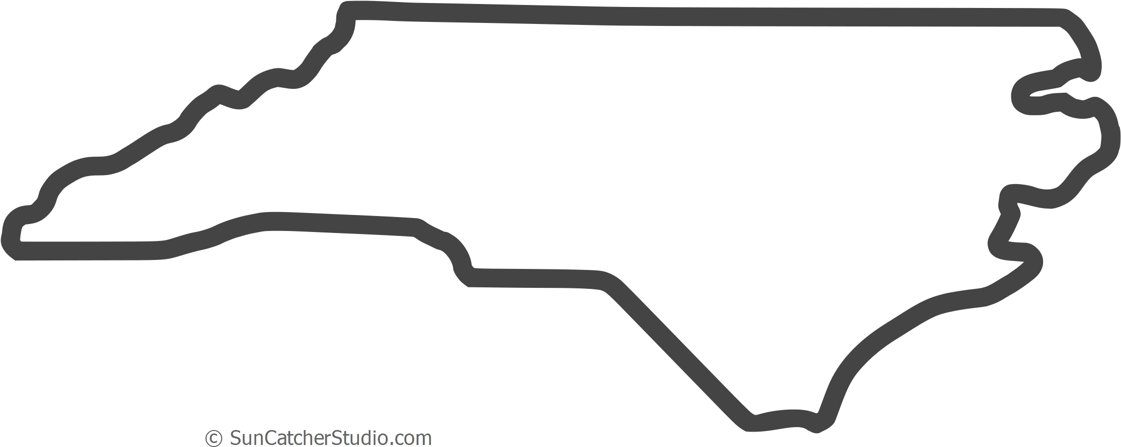 Free North Carolina Outline With Home On Border, Cricut - Decal Nc Outline (2300x953), Png Download