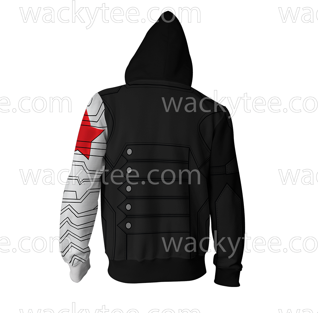 The Winter Soldier Bucky Barnes Cosplay Zip Up Hoodie - Sweatshirt (1024x1024), Png Download
