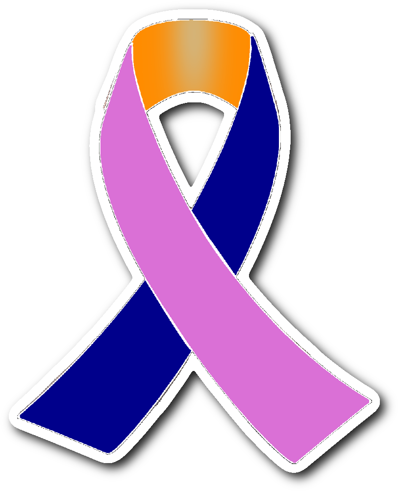 Dark Blue, Orange And Orchid Awareness Ribbon Sticker (1064x1064), Png Download