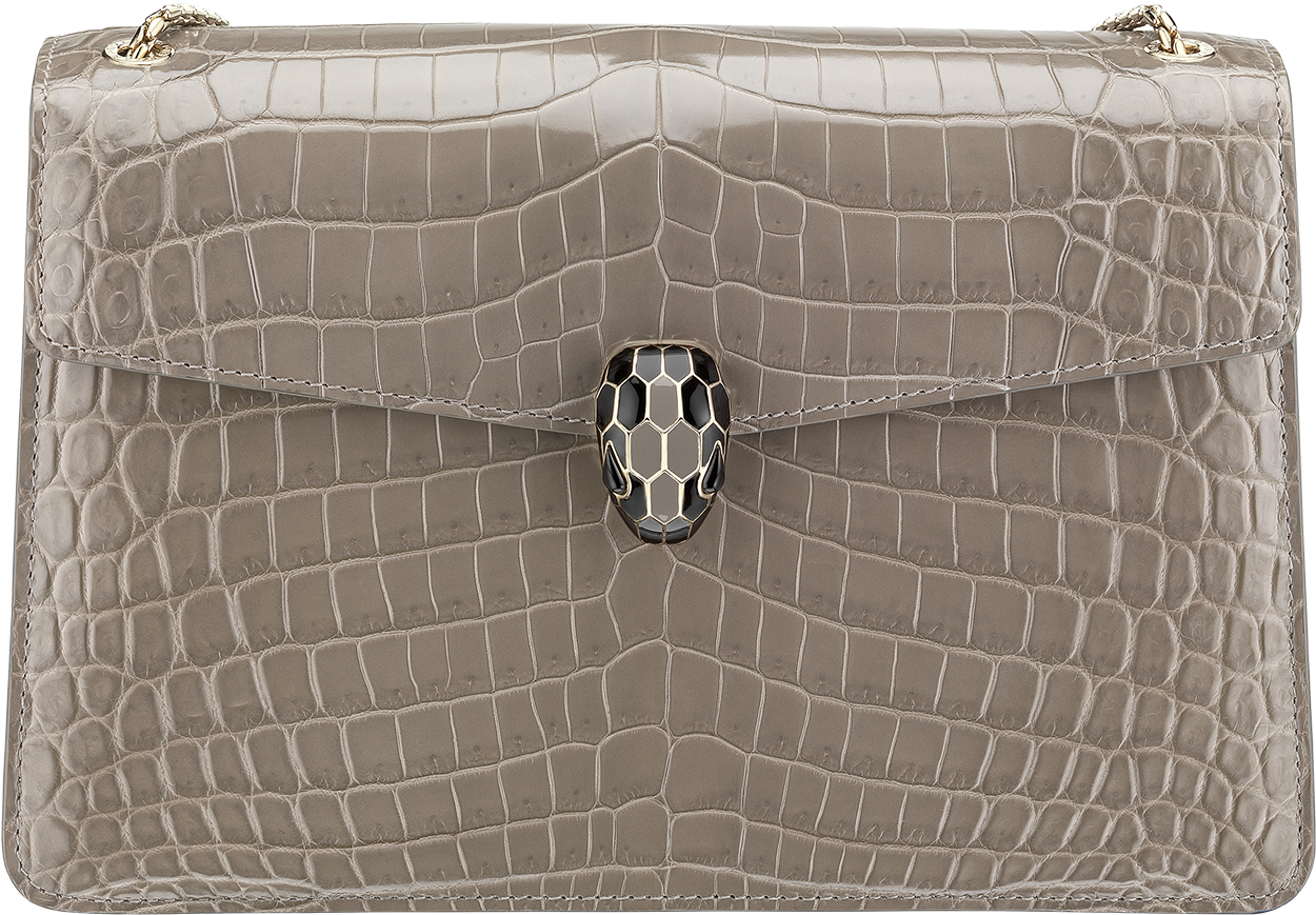 Serpenti Forever Flap Cover Flap Cover Crocodile Leather - Handbag (1800x1405), Png Download
