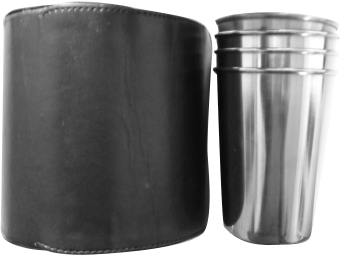 Cup Set In Leather Pouch - Cup (696x700), Png Download