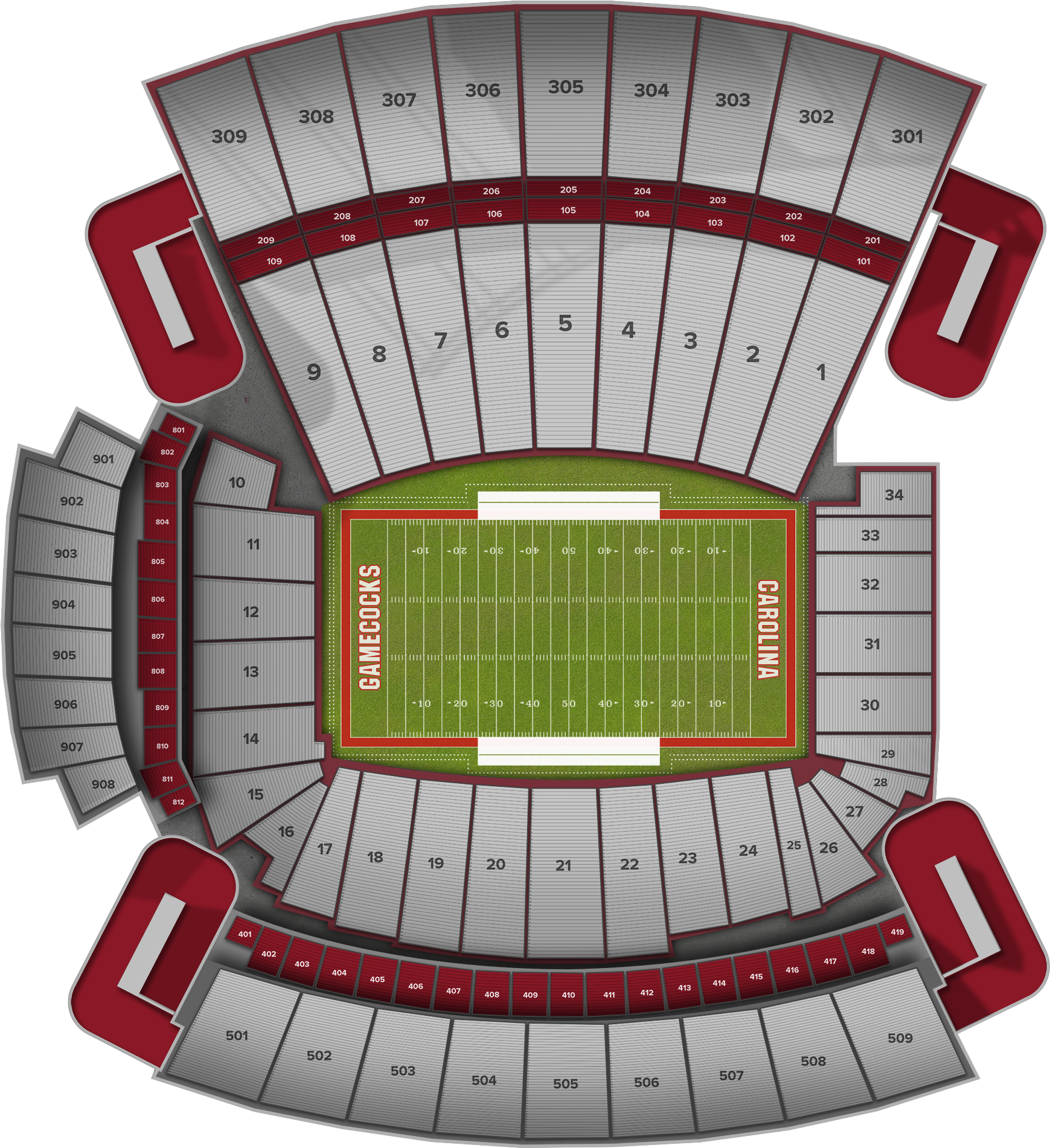 Williams-brice Stadium - Soccer-specific Stadium (2560x1936), Png Download
