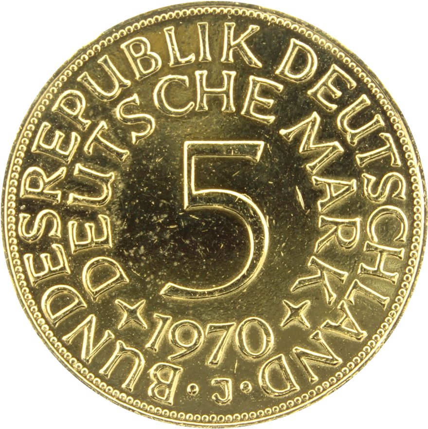 5 D-mark Gold Plated Coin - Nixon Sentry Chrono Leather Gold Blue Sunray (1200x1200), Png Download