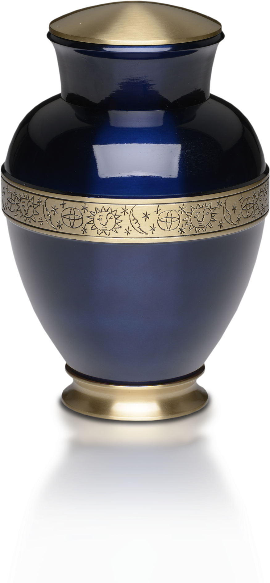 Moon & Stars Brass Cremation Urn Adult B 1632 A - Vase (1500x2007), Png Download
