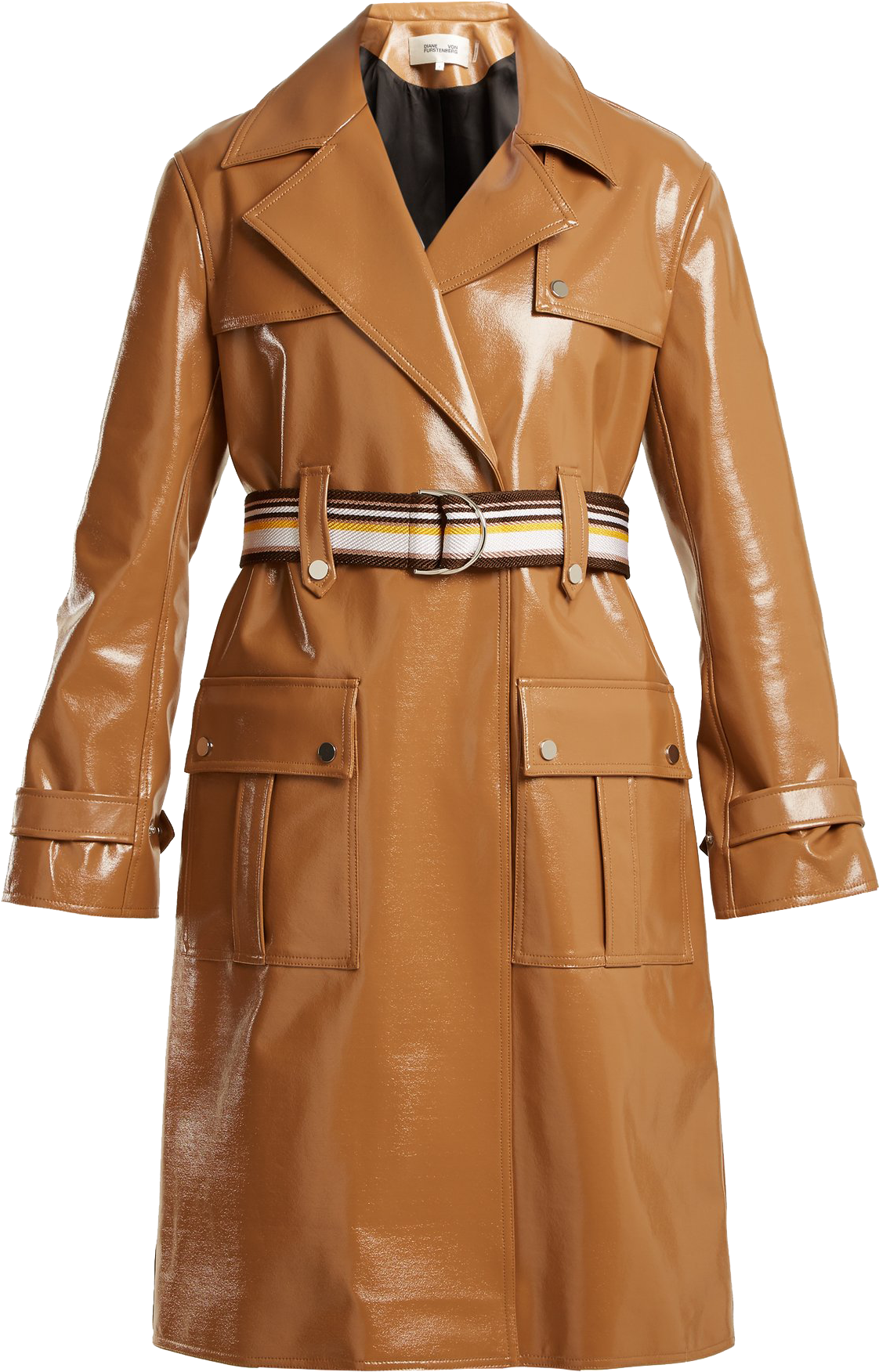 Diane Von Furstenberg Contrast-belt Vinyl Trench Coat - Diane Von Furstenberg Contrast Belt Vinyl Trench Coat (1385x1846), Png Download