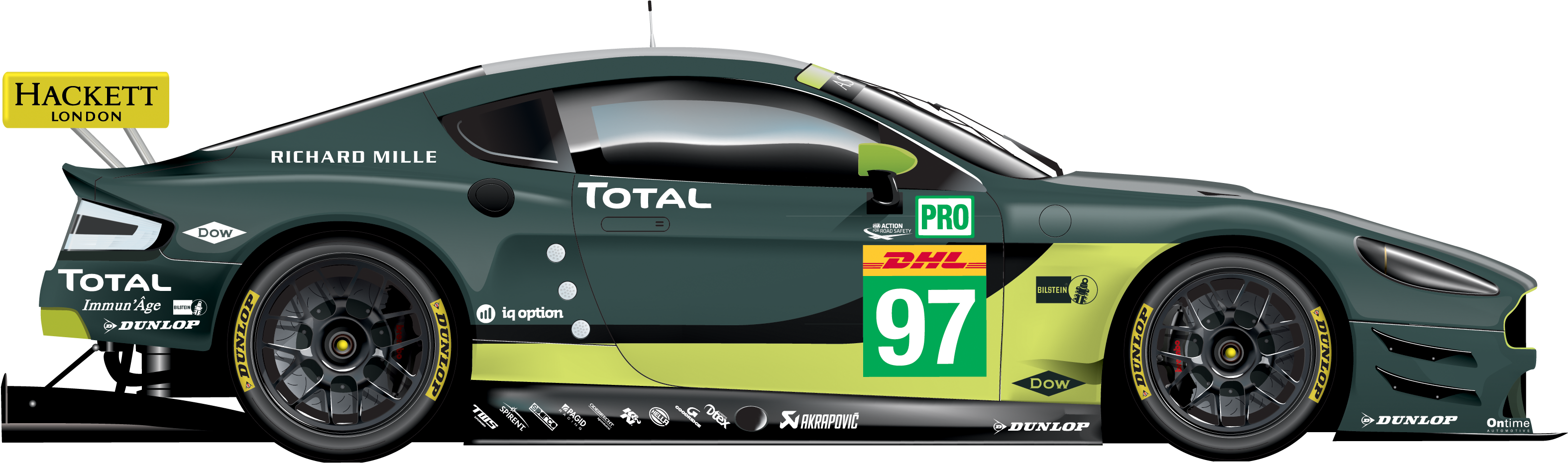 #97 - Aston Martin Gte 2017 (3207x939), Png Download