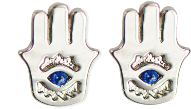 White Gold Evil Eye Earrings - Silver (693x1024), Png Download