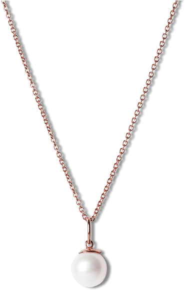 Single Pearl Pendant Gold Necklace (709x709), Png Download
