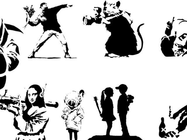 Fallen Angel Clipart Banksy - Banksy Mona Lisa Rocket (640x480), Png Download